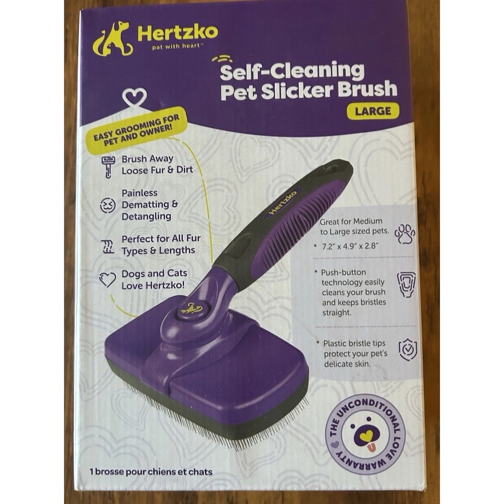 Hertzko Self-Cleaning Pet Slicker Brush, Grooming Brush for Cat & Dogs - Picture 1 of 6